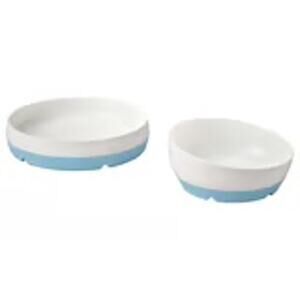 IKEA BÖRJA Kid's Plate and Bowl White Blue Eat Bold, Spill Less